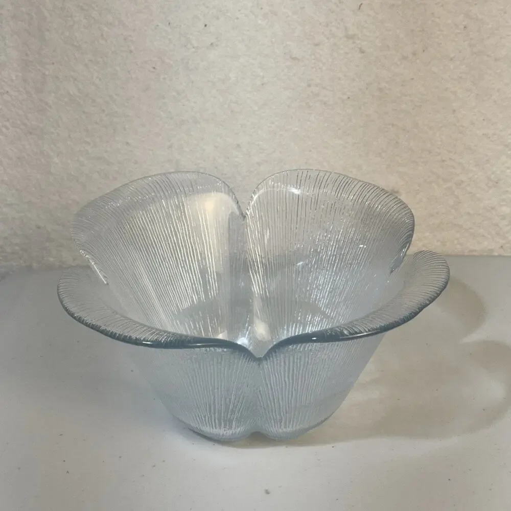 Holmegaard Garni Bowl Flower Petal Clear Glass Danish Serving Dish Copenhagen